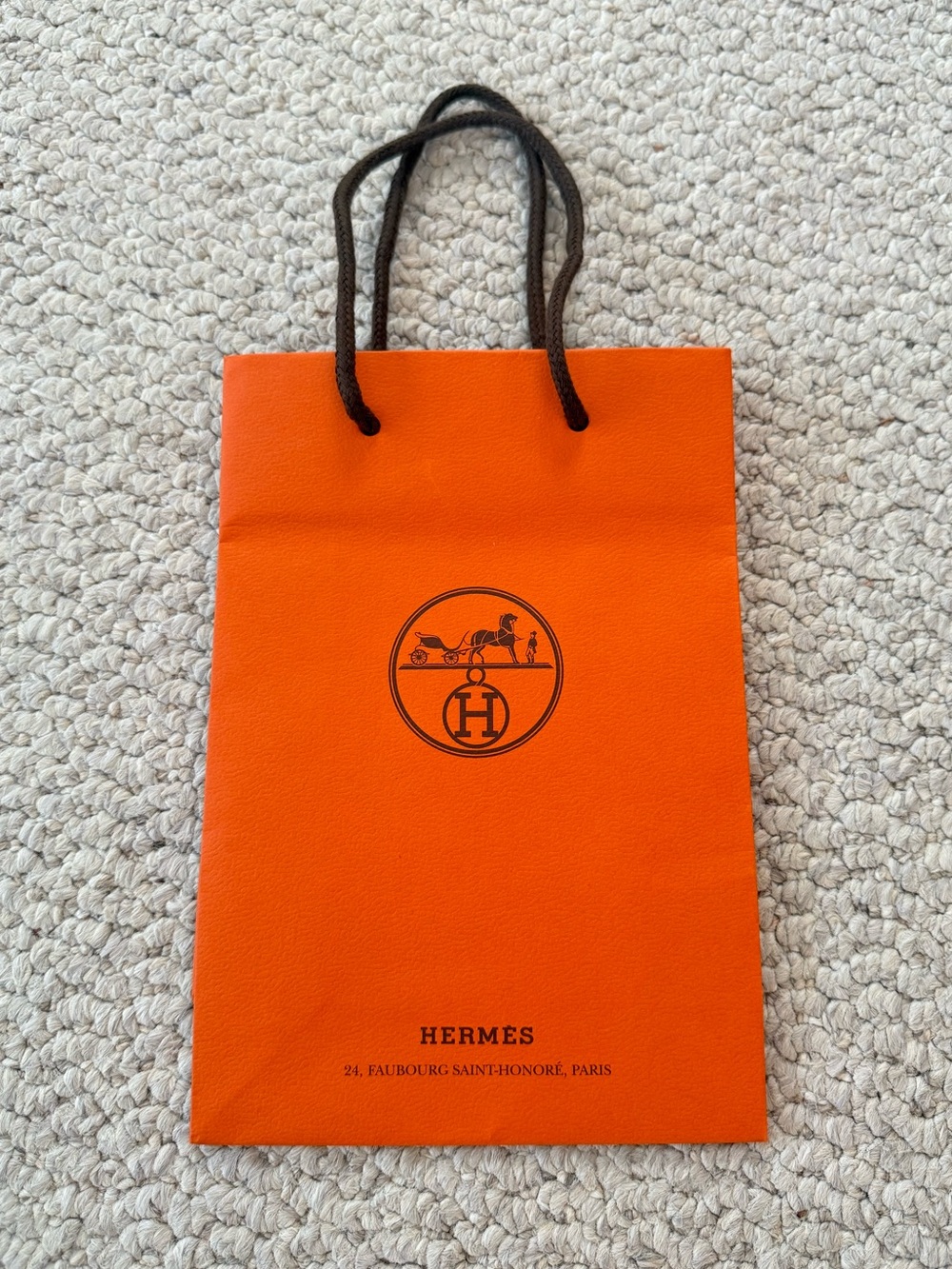 Hermes Orange Paper Shopping Bag - Signature Logo - 1 Medium